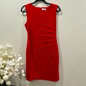 Red Calvin Klein Fitted Dress- Perfect for Holiday Parties! 🎄🥂🍾